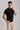 Pique Black T-Shirt with Striped Trims