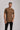 Men's Fine Knit Zip-Up Brown T-Shirt with Perkins Collar